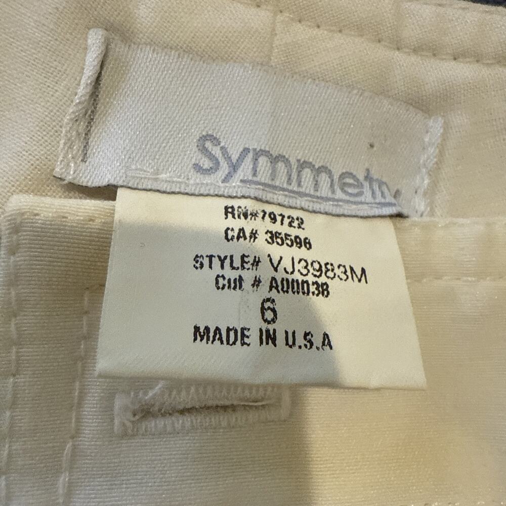 SYMMETRY White High-Rise Trouser Pants Belted Elastic Waist Size 6 - Picture 10 of 16